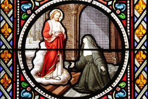Saint Marguerite-Marie Alacoque (1647-1690) Mystic of the Order of the Visitation, Stained Glass, Paray-le-Monial, Saone-et-Loire, France by Unbekannt