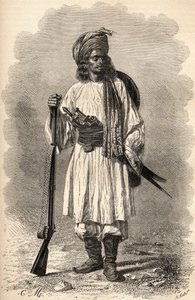 An Afghan soldier, illustration from The World in the Hands, engraved by H. Koch, published 1878 by Unbekannt Unbekannt