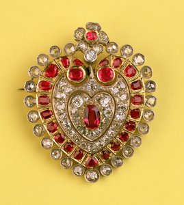 Antique heart-shaped brooch (diamond and ruby) by Unbekannt Unbekannt
