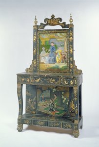 Chinese export black lacquered and parcel gilt hall stand, mid 19th century by Unbekannt Unbekannt