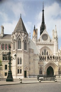 Exterior View of the Entrance of the Royal Courts of Justice, London
