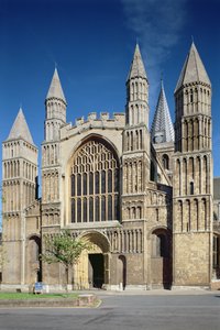 Exterior View of the West Entrance of Rochester Cathedral