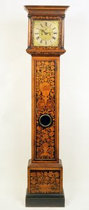 Georgian longcase clock with marquetry case, 18th century