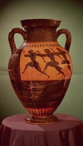 Greek black-figure amphora depicting runners in a race, 600-550 BC by Unbekannt Unbekannt