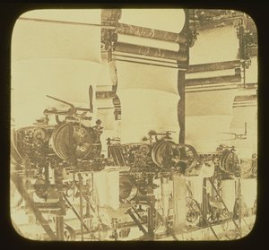 Knitting Machines at work in the Wolsey Woollen Factory, Leicestershire, c.1850 by Unbekannt Unbekannt