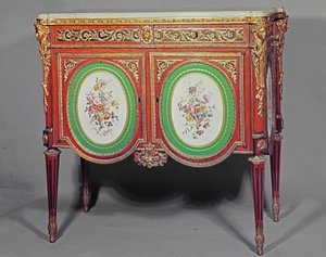 Louis XVI Cabinet, Stamped M. Carlin JME, Decorated with Ormolu and Sevres Plaques, c.1774