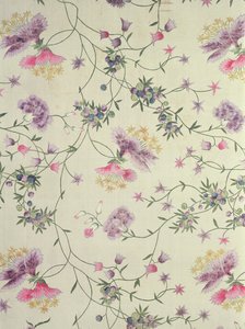 Painted material with naturalistic flowers by Unbekannt Unbekannt