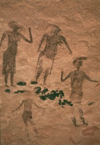 Rock painting of men and women from Jabbaren, 7th-1st century BC