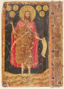 St. John the Baptist with Gold Florins, from the cover of Constitutions and Statutes of the Guild of Coiners, c.1380 by Unbekannt Unbekannt