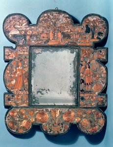 Straw-work mirror frame, 1670-80
