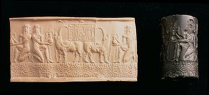 Cylinder seal of Shar-kali-sharri, King of Akkad, Mesopotamia, c.2340-2100 BC