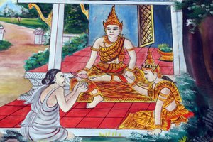 Wat Inpeng Buddhist Temple: The Jataka Tales are Narratives About the Previous Lives of the Buddha, Vientiane, Laos by Unbekannt