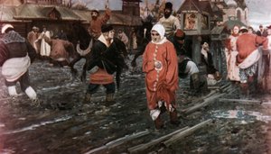 A Moscow Street in the 17th Century on a Holiday, painting by A. Ryabushkin
