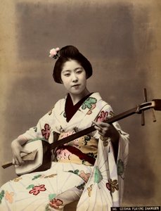 A geisha playing the shamisen