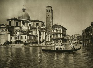 A gondola in the Grand Canal opposite the Church of Saint Jeremiah in the neighborhood of Cannaregio, Venice by Unbekannt