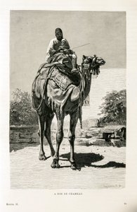 An Egyptian and His Child on a Camel - Illustration from the Atlas of Egypt by Unknown