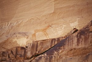Animal Figures, Rock Paintings by Navajo Artists, Canyon de Chelly National Monument, Navajo Indian Reservation, Arizona, USA by Benjamin Baud