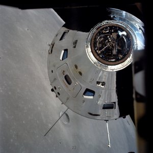 Apollo 17 Command/Service modules photographed from lunar module in orbit