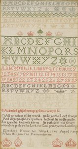 Band Sampler with Alphabet, Numbers and a Verse, Worked by Elizabeth Howe