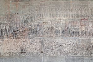 Bas Reliefs on the Southern Gallery of Angkor Wat, Cambodia by Unbekannter Künstler