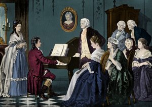 Beethoven playing at Wolfgang Amadeus Mozart