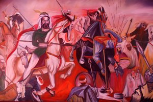 Bektashi tekke in Gjakove, Kosovo. Painting depicting the Kerbala battle. by Unbekannt