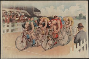 Bicycle race scene by Unbekannter Künstler