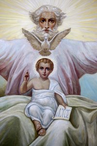 Ceiling fresco in the Russian Orthodox Church of the Holy Trinity, Jerusalem, Israel