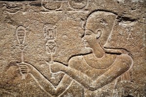 Cesarion Giving Offerings to Horus and Isis (detail) by Unbekannter Künstler