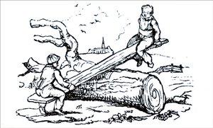Children Playing on an Early See-Saw by Unbekannt