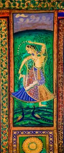 Chittra Shala courtyard with virtuoso fine paintings, Taragarh Fort, Bundi, Rajasthan, India, Asia