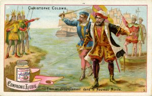 Christopher Columbus arrives in the New World by Unbekannter Künstler
