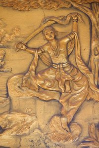 Chua Thiep Long buddhist pagoda. The Great Tonsure: the Buddha cuts his hair with his sword. Then he changed his prince