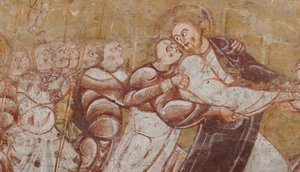 Church (Église Saint-Martin). Interior. Wall paintings. North wall of the choir. (detail) Arrest of Christ. 12th century. by Unbekannt