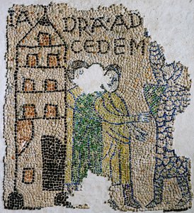Church of Saint John Evangelist, Fourth Crusade, Fragments of mosaic floors representing Venetians, Ravenna, Emilia-Romagna, Italy