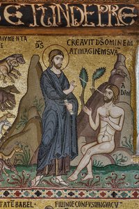 Cycle of mosaics on the Old Testament, cycle of the Creation: The Creation of Adam, XII century, The Palatine Chapel, The Royal Palace or Palazzo dei Normanni, Palermo, Sicily, Italy