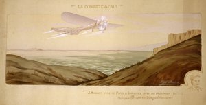 Debut of Aviation: John Moisant Makes the First Passenger Transport Over the Channel, Carrying His Mechanic in His Bleriot Two-Seater Plane, August 17, 1910