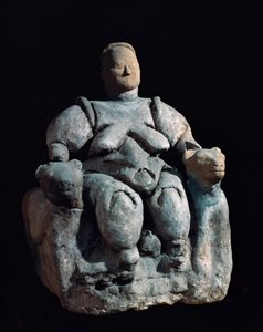 Mother Goddess, terracotta statue. 8000-6000 AD from Catal Huyuk