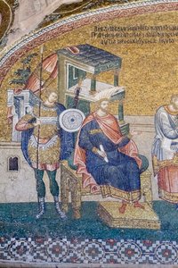 Detail of Governor Quirinius in the Scene of the Enrollment for Taxation, Chora Church, Istanbul, Turkey