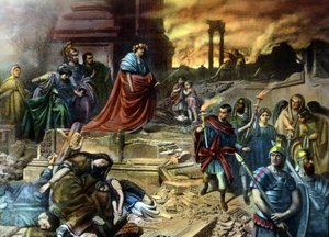 Emperor Nero with his royal court after the fire of Rome in the year 64 by Unbekannter Künstler