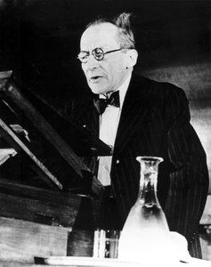 Erwin Schrodinger, Austrian physicist, delivering a lecture