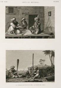 Pipe stem makers and tobacco pounders, Egypt, c 1798 by Unbekannt