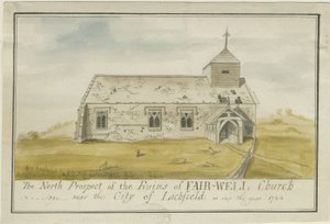 Farewell Church: coloured pen drawing, 1744