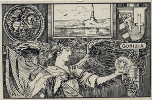 First World War (1914-1918): Italian Patriotic Postcard for the Attachment of Gorizia to Italy by Unbekannter Künstler