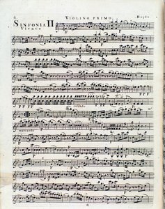First Page of Musical Score for Violin in Symphony No. 2 by J. Haydn by Unbekannter Künstler