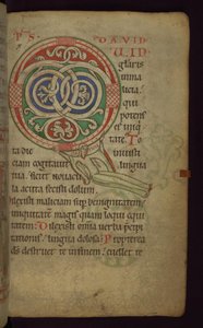 Folio from the Claricia Psalter: Claricia Swinging on Initial Q