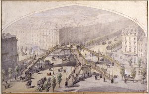 Footbridge in Paris, c.1880 by Unbekannter Künstler