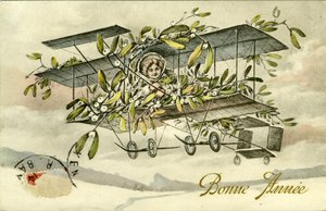 Fancy Photo Depicting a Woman on a Farman Biplane by Unbekannter Künstler