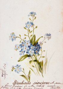 French Birthday Card with Floral Elements by Unbekannter Künstler