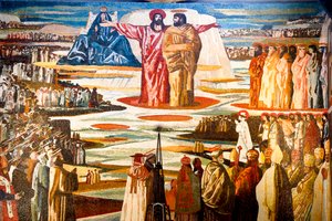 Fresco in the Annunciation Roman catholic basilica, Nazareth, Galilee, Israel. by Unbekannt